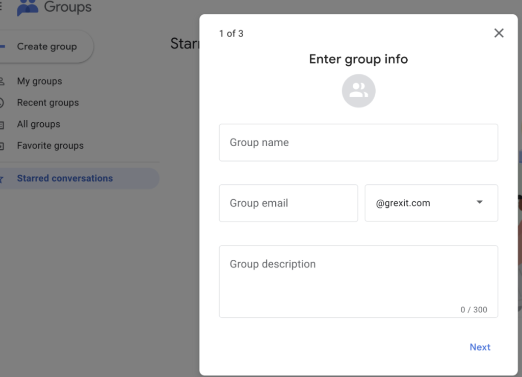 Set up your group details.